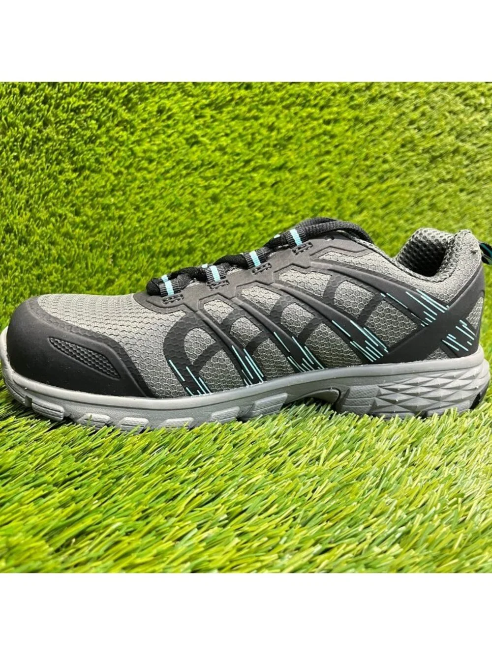 Nautilus Stratus Women Size 7.5D Gray Black Blue Composite Toe Safety Work Shoes